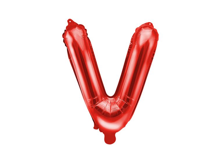 PartyDeco, balon foliowy, litera "V", 35 cm, czerwony, 1 szt.
