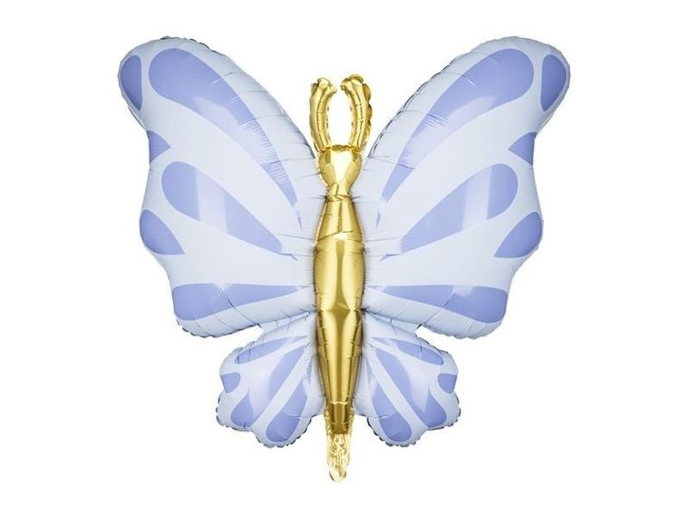 PartyDeco, balon foliowy, Motyl, błękit, 69-69 cm