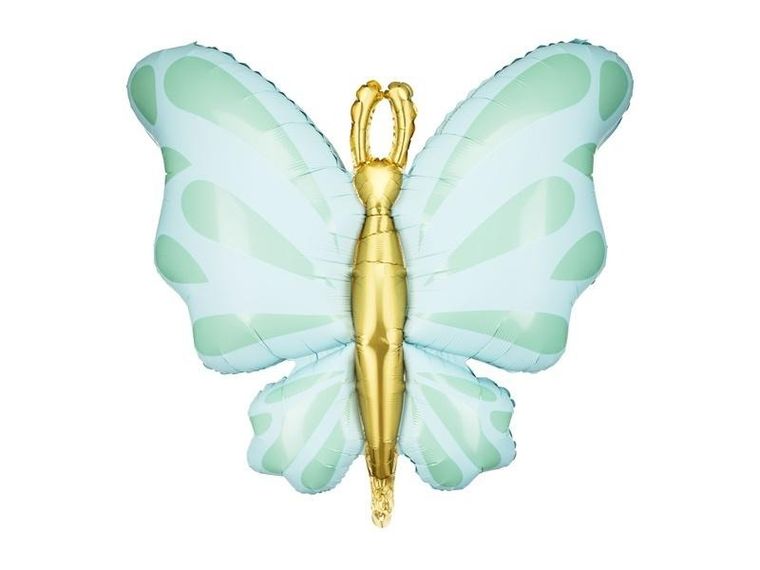 PartyDeco, balon foliowy, motyl, mięta, 69-69 cm