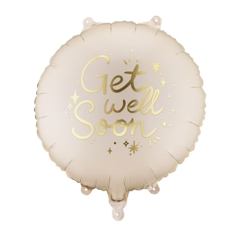 PartyDeco, balon foliowy, pastylka, Get well soon, 35-35 cm