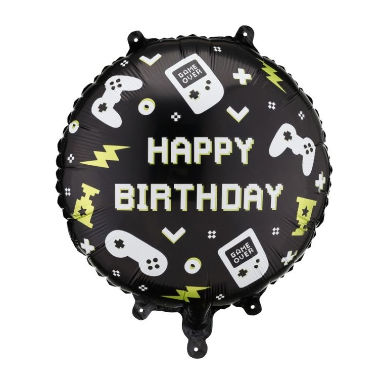 PartyDeco, balon foliowy, pastylka, Happy Birthday, 35-35 cm