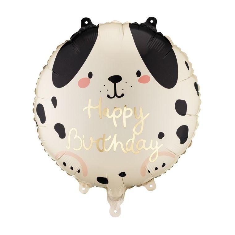 PartyDeco, balon foliowy, pastylka, Happy Birthday, pies, 35-35 cm