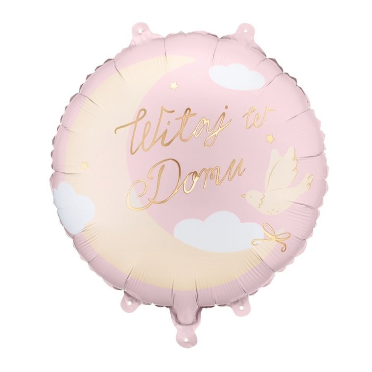 PartyDeco, balon foliowy, pastylka, Witaj w Domu, jasnoróżowy, 35-35 cm, 1 szt.