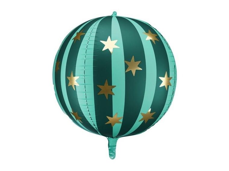 PartyDeco, balon foliowy, piłka w gwiazdki, zielony, 75 cm