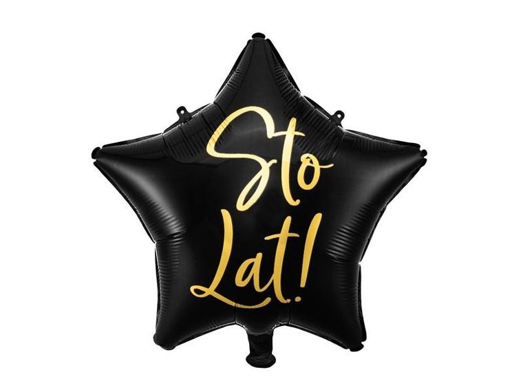 PartyDeco, balon foliowy Sto Lat! 40 cm, czarny, 1 szt.