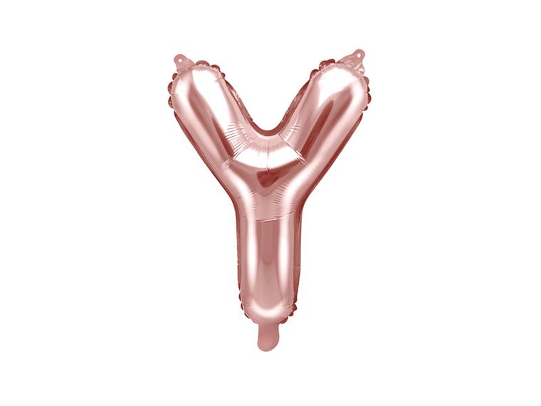 PartyDeco, balon foliowy, w kształcie litery Y, 35 cm, różowe złoto