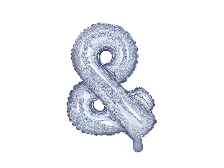 PartyDeco, balon foliowy, znak &, 35 cm, holograficzny