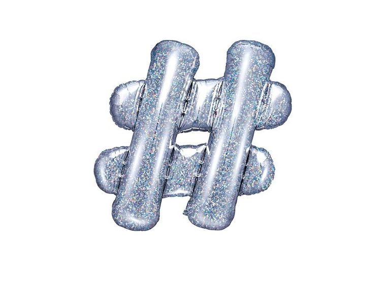 PartyDeco, balon foliowy, znak #, 35 cm, holograficzny