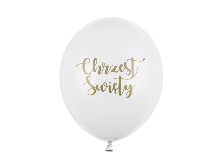PartyDeco, balony 30 cm, Chrzest Święty, Pastel Pure White, 6 szt.