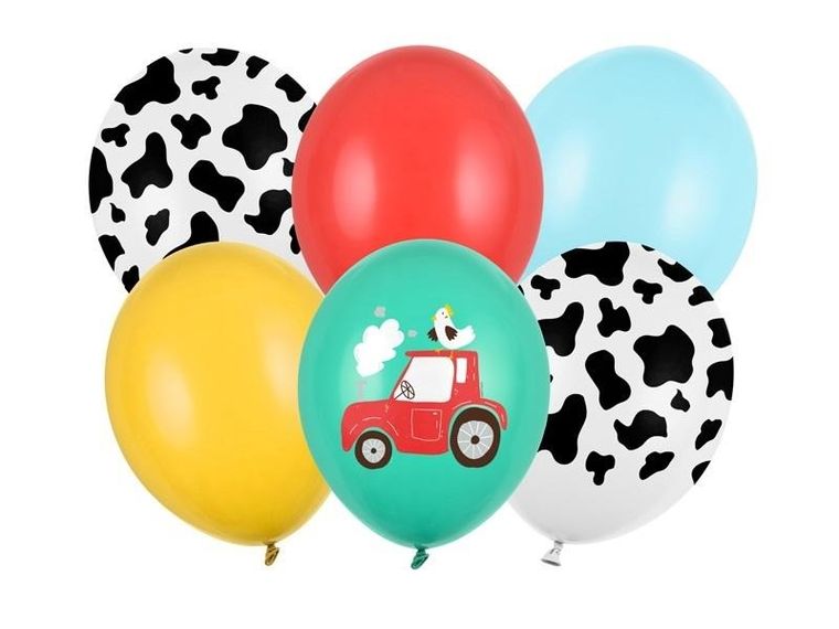 PartyDeco, balony 30 cm, Farma, mix, 6 szt.