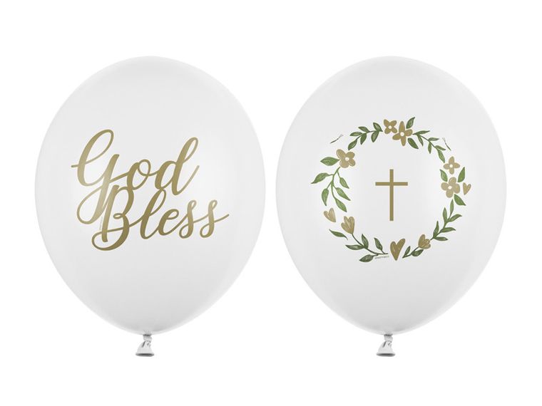 PartyDeco, balony 30 cm, God Bless, Pastel Pure White, 50 szt.