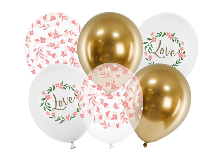 PartyDeco, balony 30 cm, Love, mix, 6 szt.
