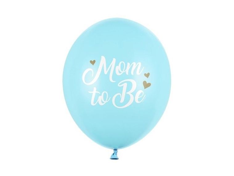 PartyDeco, balony 30 cm, Mom to Be, Pastel Light Blue, 6 szt.