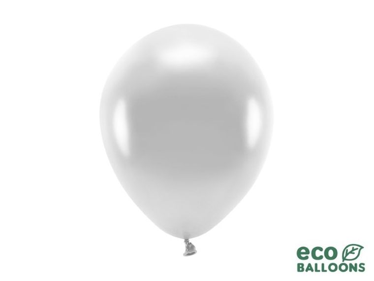 Partydeco, balony eco, 26 cm, srebrny, 100 szt.