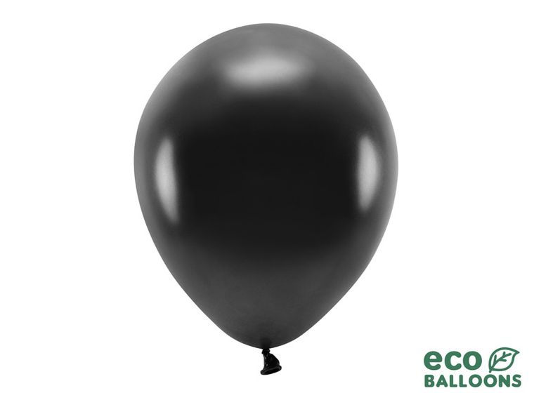 PartyDeco, balony Eco 30 cm metalizowane, czarny, 10 szt.