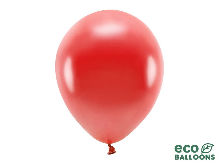 PartyDeco, balony Eco 30 cm metalizowane, czerwony, 10 szt.