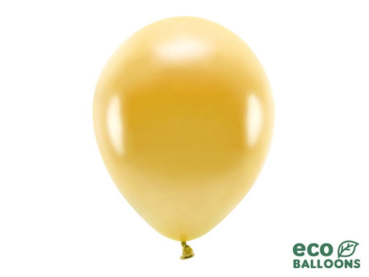 PartyDeco, balony Eco 30 cm metalizowane, złoty, 10 szt.