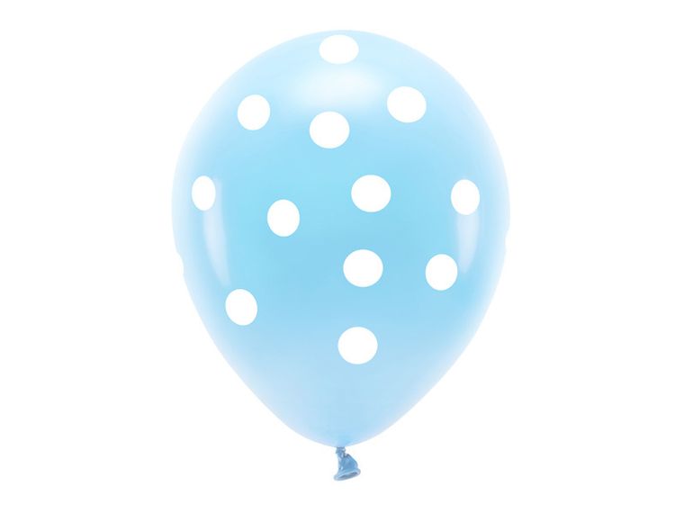 PartyDeco, balony Eco 33 cm, pastelowe, Kropki, błękit, 6 szt.