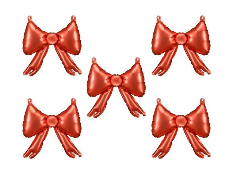PartyDeco, balony foliowe do girland, kokardy, czerwone, 25,5-25 cm, 5 szt.