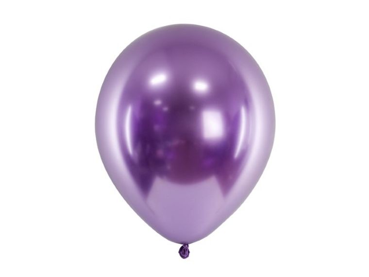 PartyDeco, balony glossy 30 cm, efekt chromu, fiolet, 50 szt.
