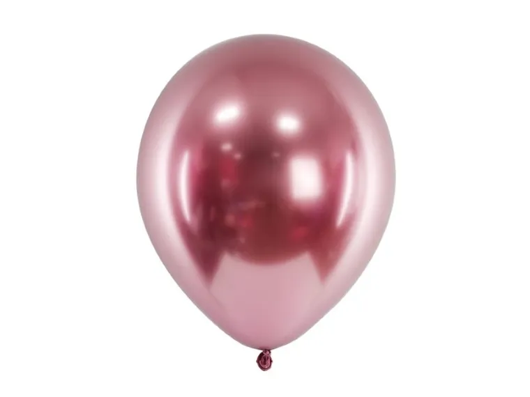 PartyDeco, balony glossy 30 cm, efekt chromu, różowe złoto, 50 szt.