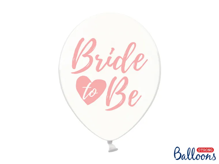 PartyDeco, balony lateksowe, Bride to be, różowe, krystaliczne, 30 cm, 6 szt.