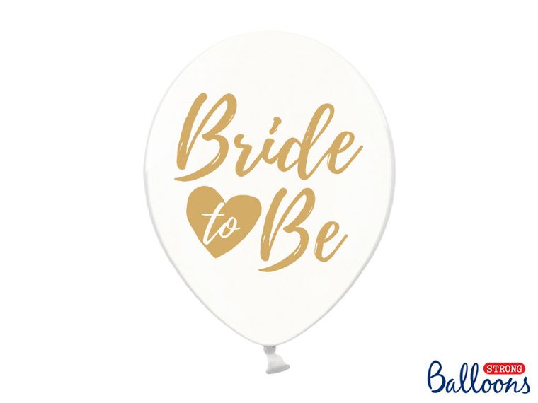 PartyDeco, balony lateksowe, Bride to be, złote, krystaliczne, 30 cm, 50 szt.