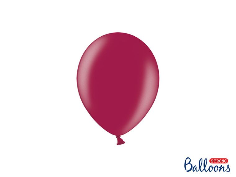 PartyDeco, balony lateksowe strong, metaliczne, bordo, 12 cm, 100 szt.