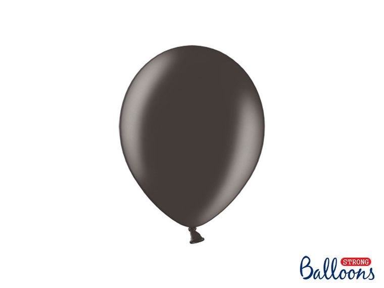 PartyDeco, balony lateksowe strong, metaliczne, czarne, 23 cm, 100 szt.
