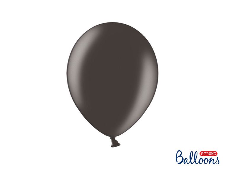 PartyDeco, balony lateksowe strong, metaliczne, czarne, 23 cm, 100 szt.