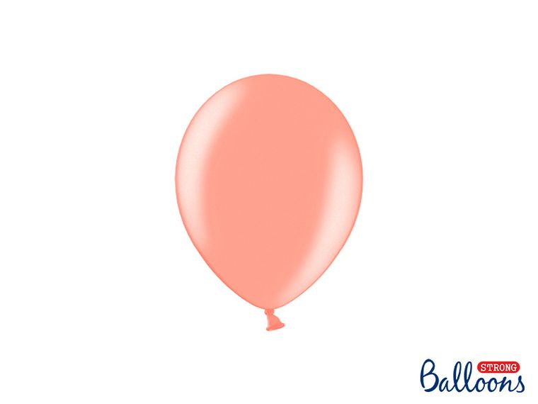 PartyDeco, balony lateksowe strong, metaliczne, różowe złoto, 12 cm, 100 szt.