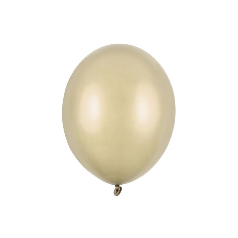 PartyDeco, balony strong, metallic cold gold, 12 cm, 100 szt.