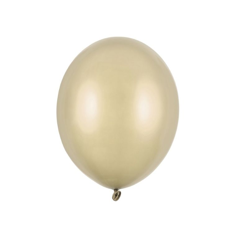 PartyDeco, balony strong, metallic cold gold, 23 cm, 100 szt.