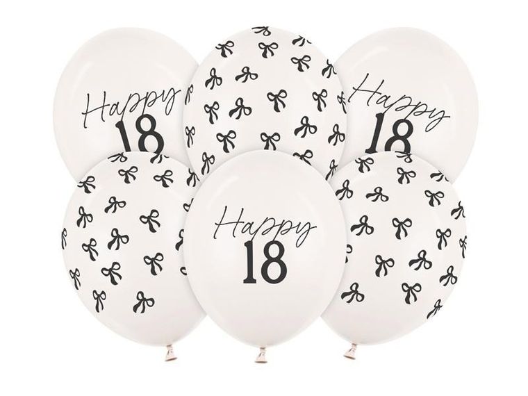 PartyDeco, balony, wzór 18, 30 cm, pastel off-white, 50 szt.
