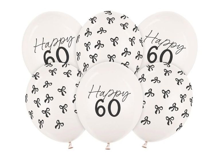 PartyDeco, balony, wzór 60, pastel off-white, 30 cm, 50 szt.