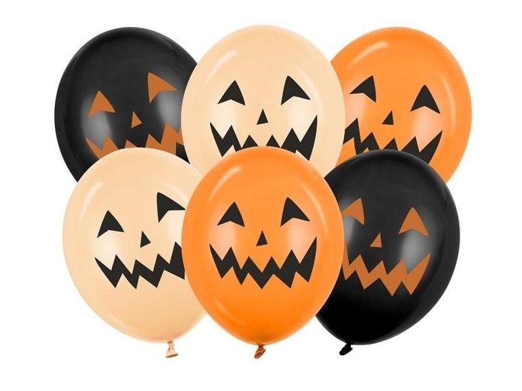 PartyDeco, balony, wzór dynie, 30 cm, 6 szt.