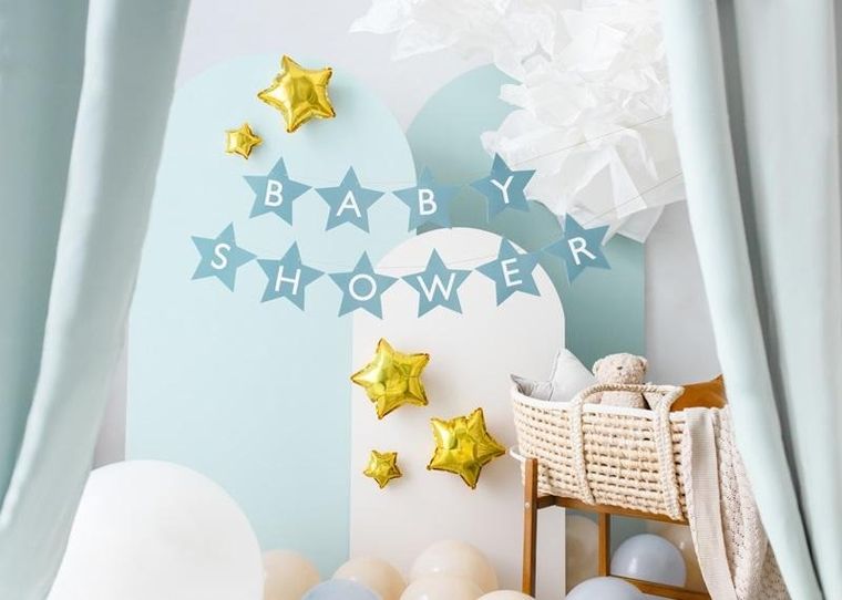 PartyDeco, baner, baby shower, jasny niebieski, 290-16,5 cm