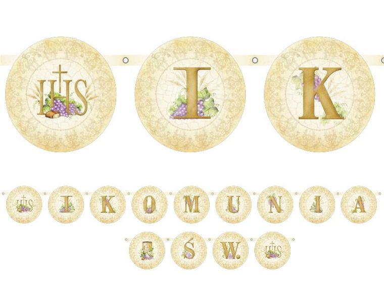 PartyDeco, baner, dekoracja na Pierwszą Komunię Świętą, złoty, 200 cm