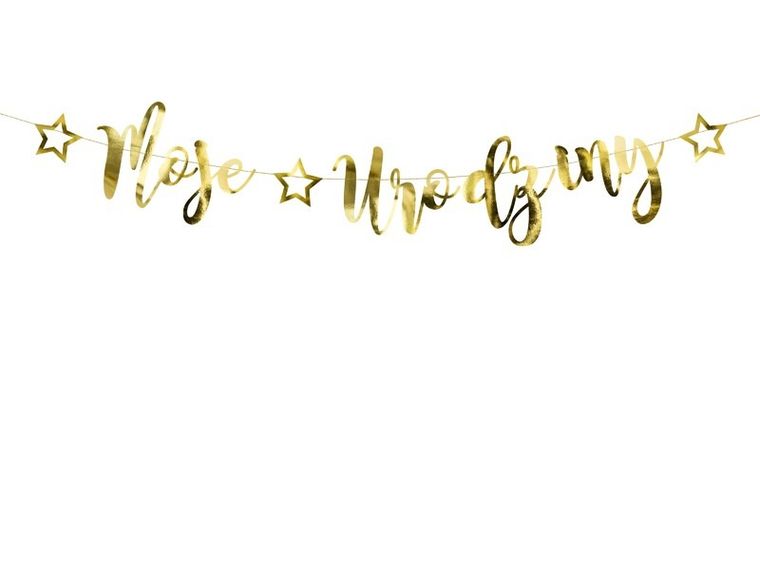 PartyDeco, baner Moje urodziny, złoty, 16,5-90 cm