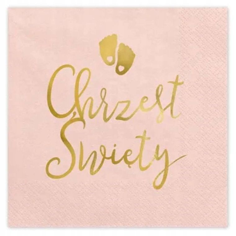 PartyDeco, Chrzest Święty, serwetki, jasny różowy, 33-33 cm, 12 szt.