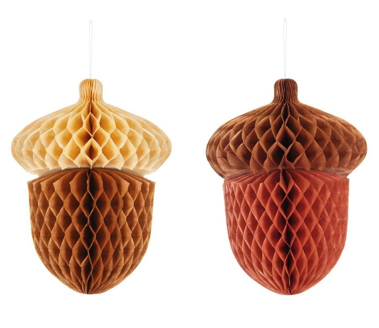 PartyDeco, dekoracja bibułowa, żołędzie, 27 cm, 2 szt.