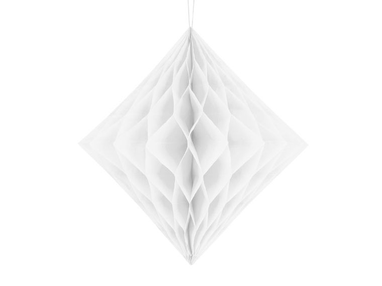 PartyDeco, diament bibułowy, biały, 30 cm