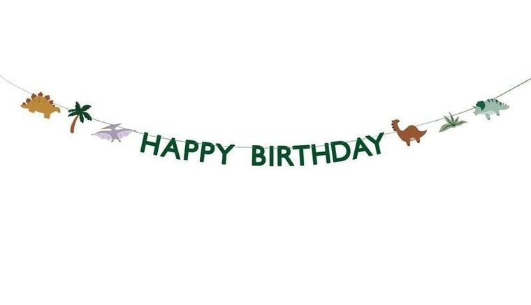 PartyDeco, dino, baner Happy Birthday, 3 m