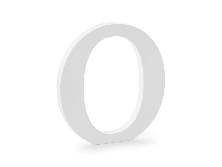 PartyDeco, drewniana litera O, biały, 19,5-20,5 cm