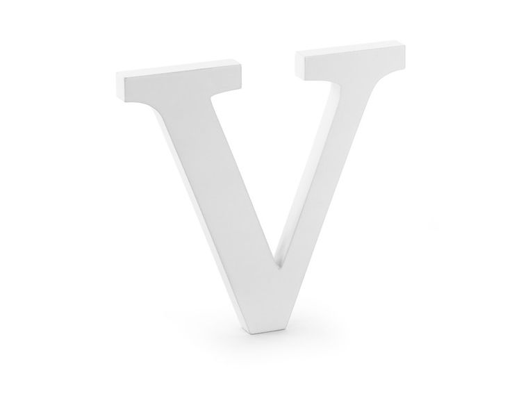 PartyDeco, drewniana, litera V, biały, 21-20 cm, 1 szt.