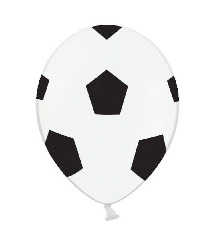 PartyDeco, Football Party, balony lateksowe, piłka nożna, białe, 30 cm, 6 szt.