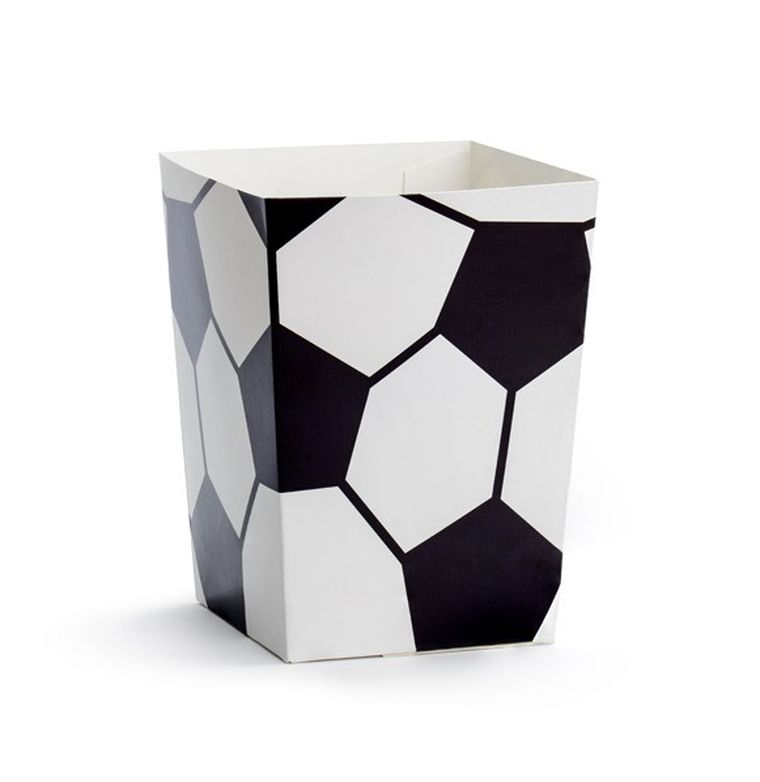 PartyDeco, Football Party, ozdobne pudełka na popcorn, piłka nożna, mix, 7-7-12 cm