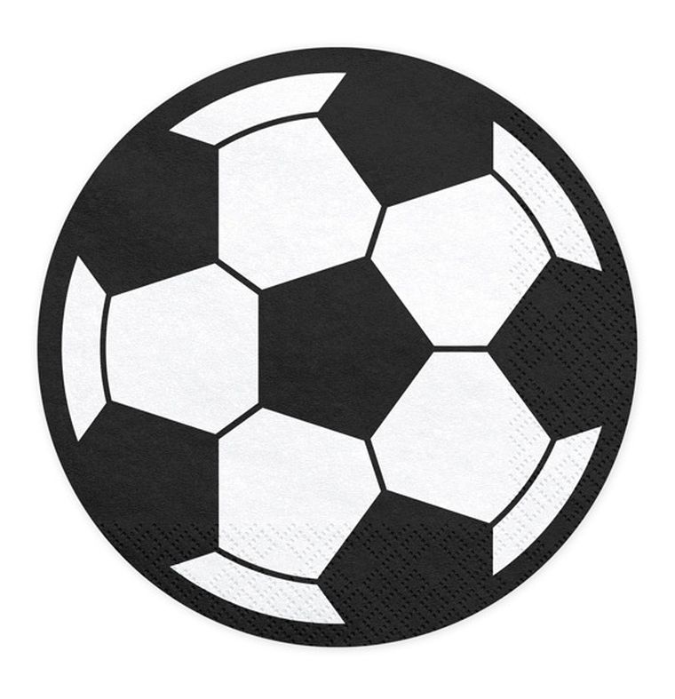 PartyDeco, Football Party, serwetki papierowe piłka nożna, biało-czarne, 13,5 cm, 20 szt.