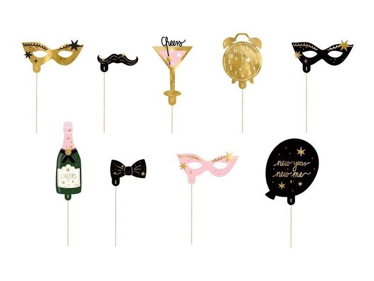 PartyDeco, gadżety do fotobudki, Let's Party, 9 szt.