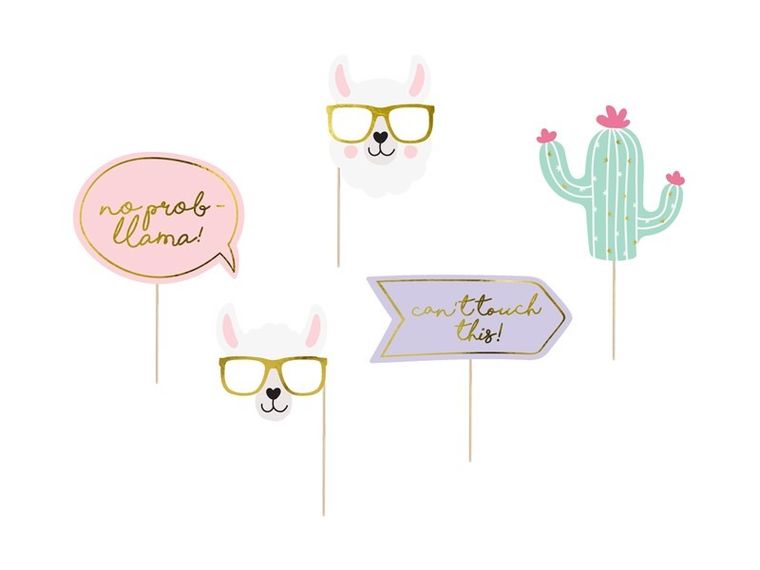 PartyDeco, gadżety do zdjęć, lama, 5 szt.